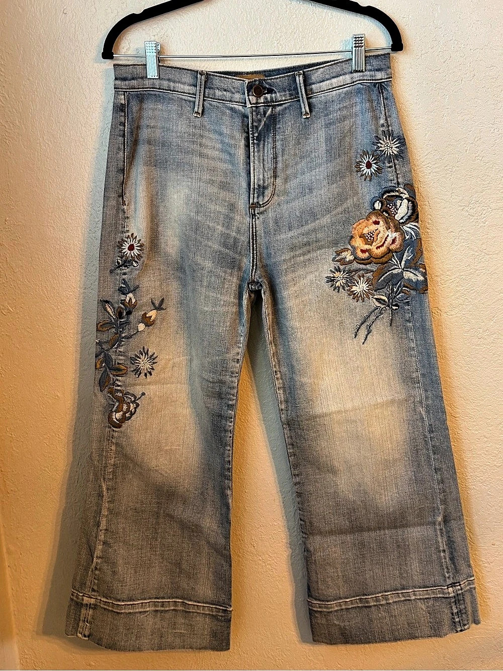 Driftwood Classic Fit Driftwood Embroidered Flare Jeans Blue Waist 28